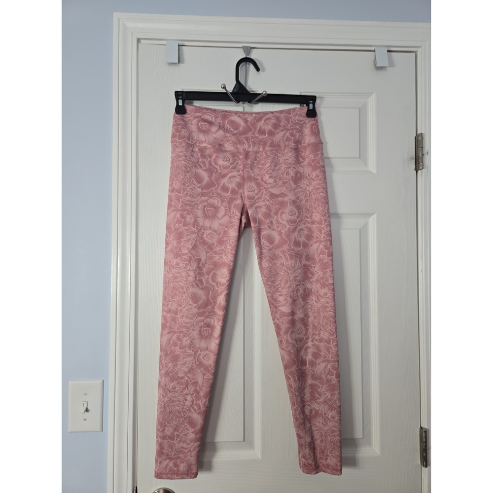 Kyodan Pink Florial High Waisted Pocket Leggings Women's Medium Yoga Athletic